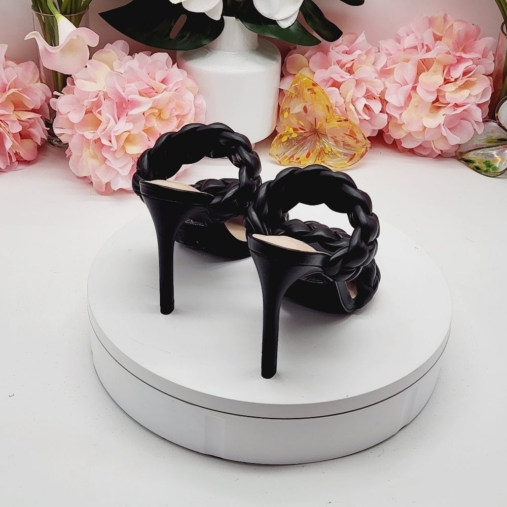 Steve Madden Kenley Citron Braided High Heel Sandals Slide-on Black Size 6.5 - Picture 9 of 16